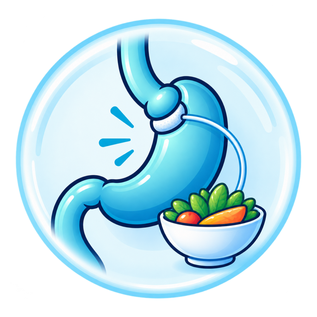 Illustration de la réduction des quantités alimentaires avec un anneau gastrique