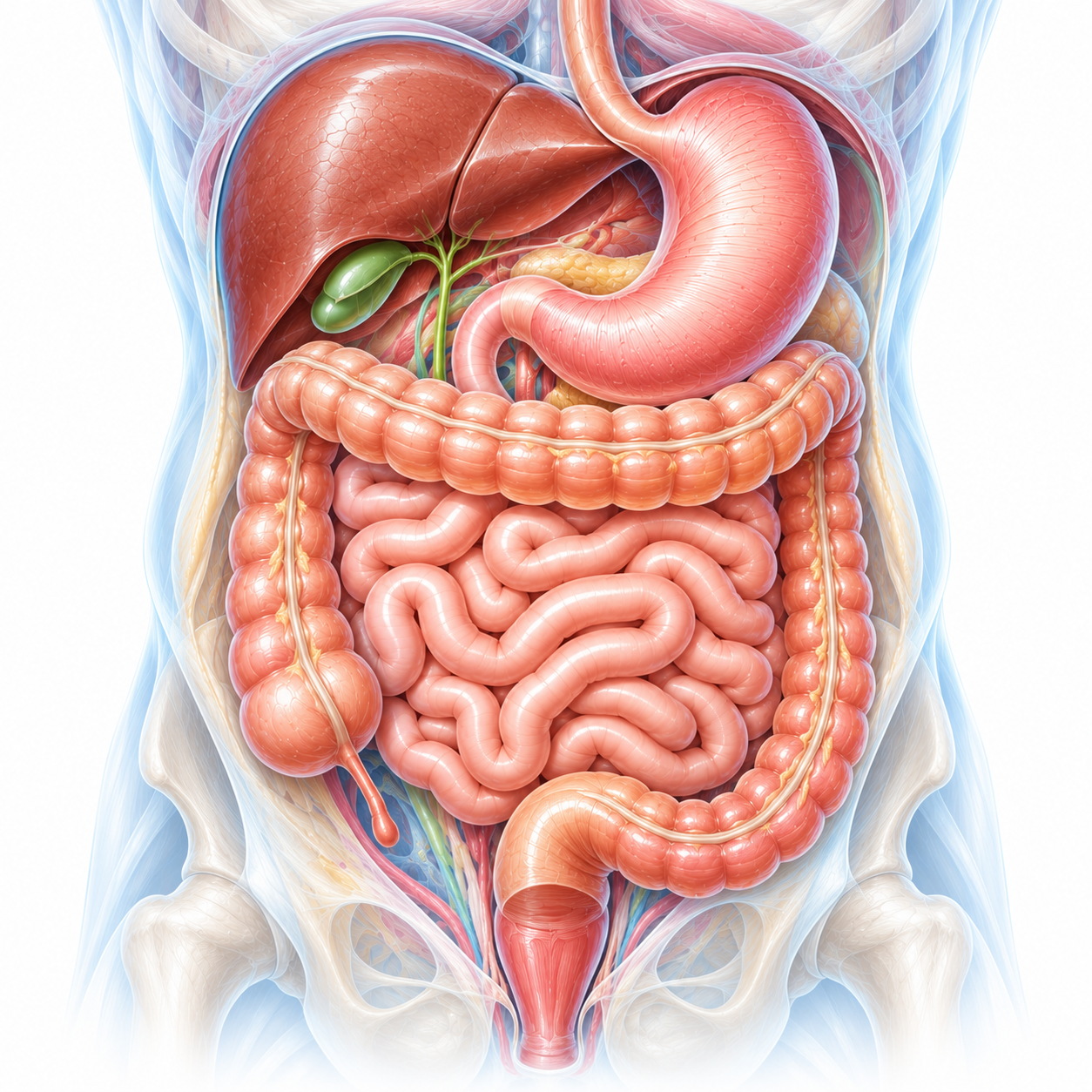 Main organs concerned by general and visceral surgery