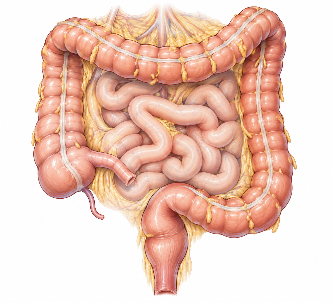 Illustration anatomique du côlon et de ses différentes portions