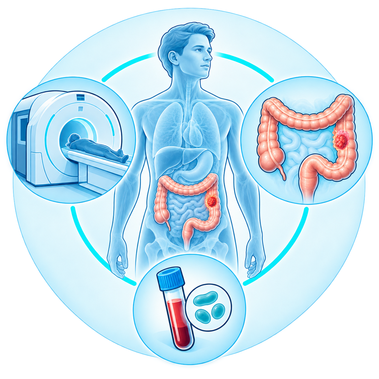 Illustration du bilan d'extension réalisé après le diagnostic d'un cancer du côlon