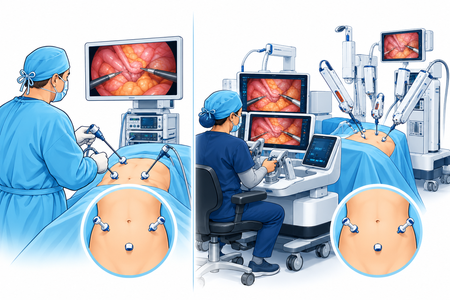 Illustration d'une chirurgie colorectale robot-assistée avec le système HUGO RAS