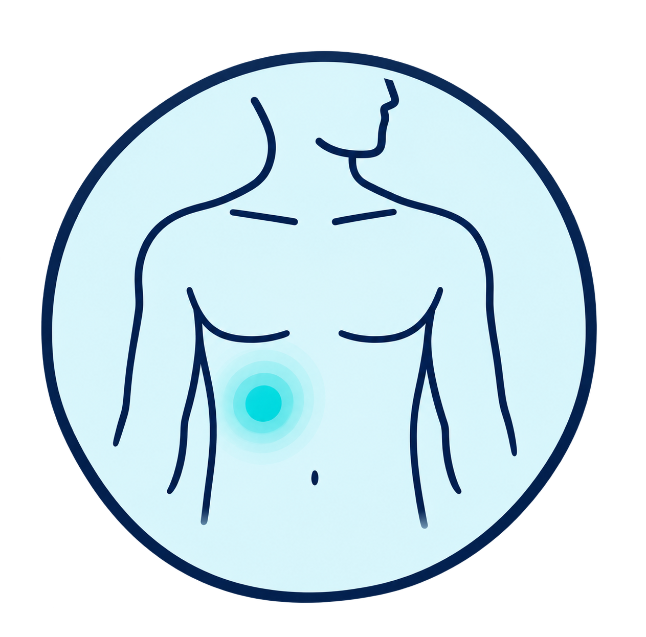Illustration of pain in the upper right abdomen that can be caused by gallstones