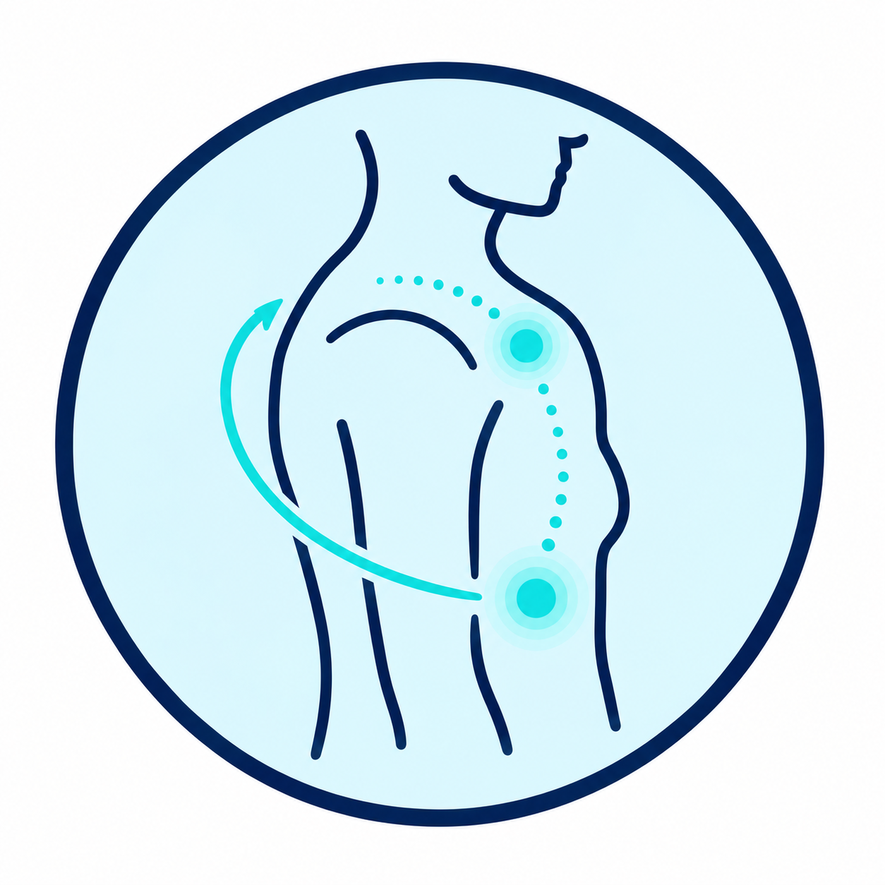 Illustration of possible radiation of biliary pain to the back or right shoulder