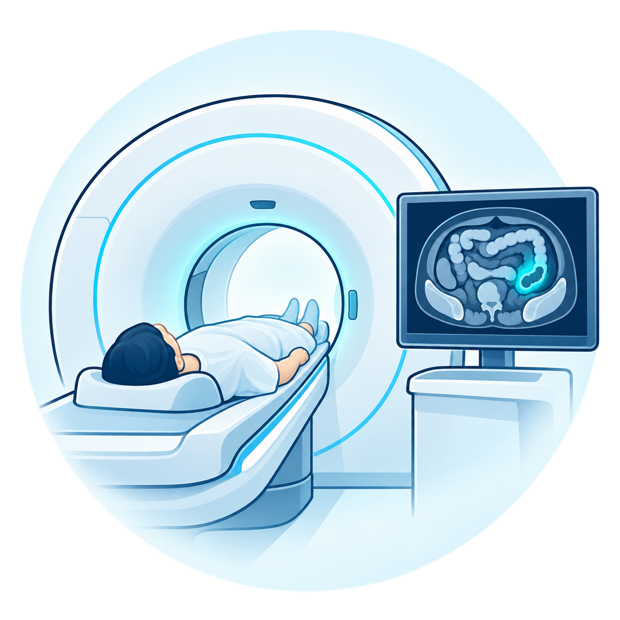 Illustration du scanner abdominal utilisé dans le bilan d'une diverticulite