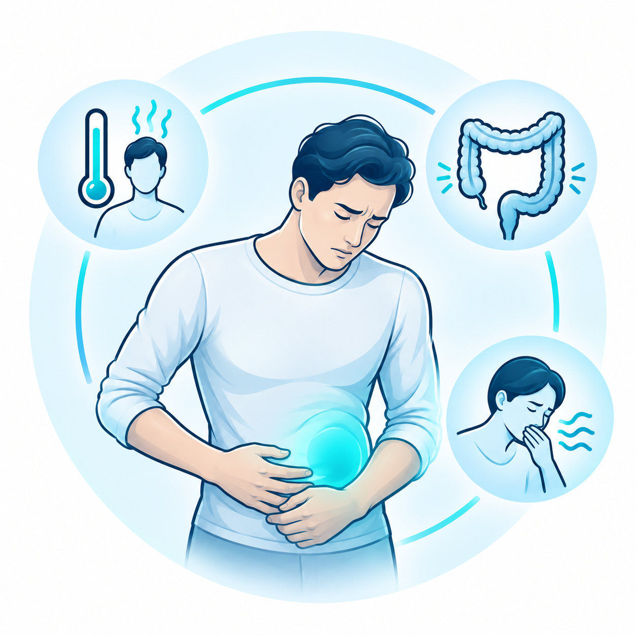 Illustration des principaux symptômes pouvant accompagner une diverticulite